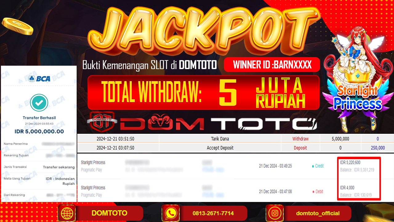 JACKPOT SLOT STARLIGHT PRINCESS 21 DESEMBER 2024